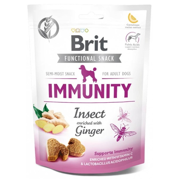 Фото - Лакомство для собак Brit Care Functional Snack Immunity для поддержания иммунитета с насекомыми и имбирем 150 г (8595602539970)