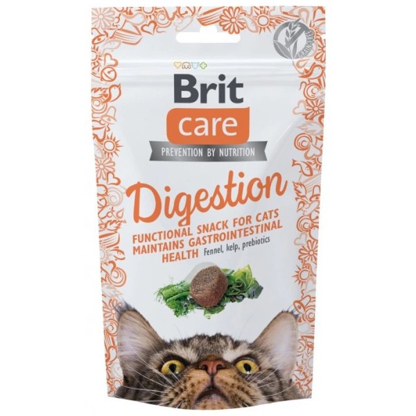 Фото - Ласощі для котів подушечки Brit Care Functional Snack Digestion з тунцем 50 г (8595602555772)