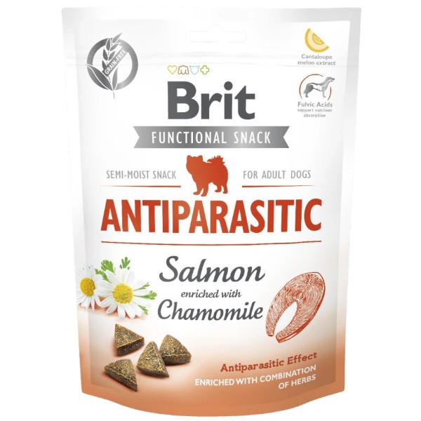 Фото - Ласощі для собак Brit Care Functional Snack Snack Antiparasitic Salmon напіввологі антипаразитарний ефект лосось 150 г (8595602540013) Фото - Ласощі для собак Brit Care Functional Snack Snack Antiparasitic Salmon напіввологі антипаразитарний ефект лосось 150 г (8595602540013)