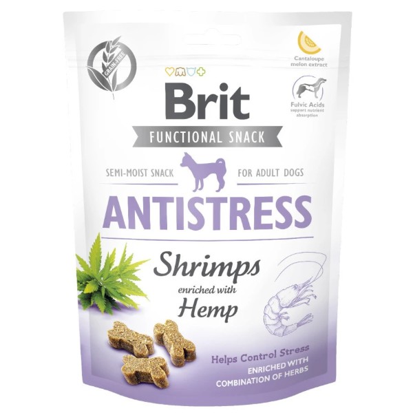 Фото - Ласощі для собак Brit Care Functional Snack Antistress Shrimps напіввологі д/заспокоєння креветки 150 г (8595602539987)