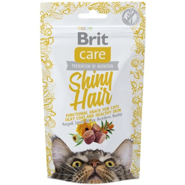 Фото - Ласощі для котів Brit Care Functional Snack Shiny Hair з лососем 50 г (8595602521388)