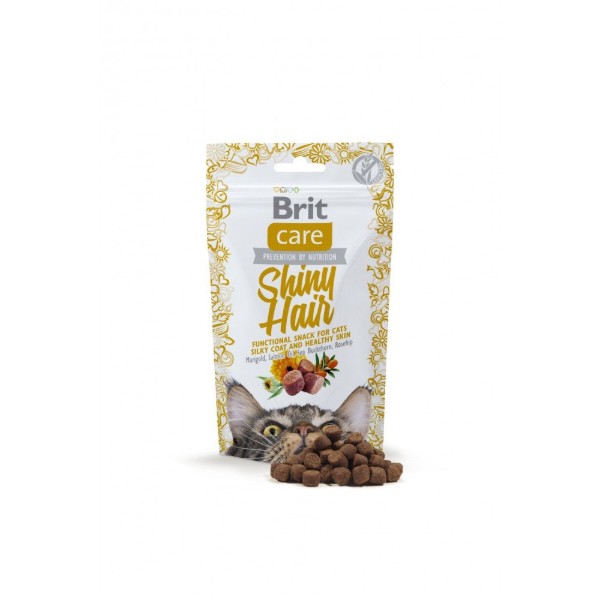 Фото - Ласощі для котів Brit Care Functional Snack Shiny Hair з лососем 50 г (8595602521388)