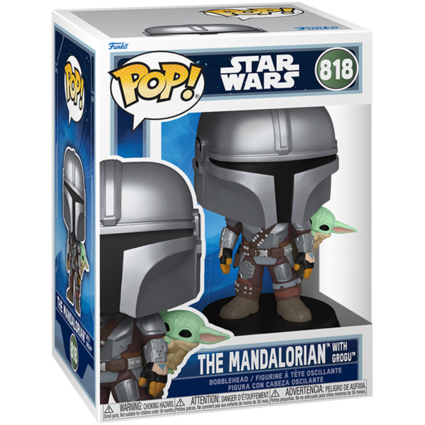 Фото - Коллекционная фигурка FUNKO POP! серии Мандалорец - МАНДАЛОРЕЦ С ГРОГУ НА СПИНЕ (90443)