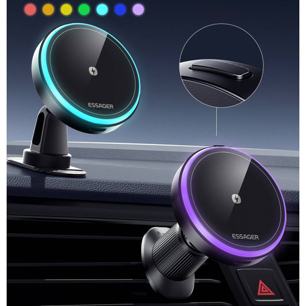 Фото - Автодержатель с беспроводной зарядкой Essager Element magnetic wireless charging car bracket outlet + paste model (EZJCX-YS01-Z)