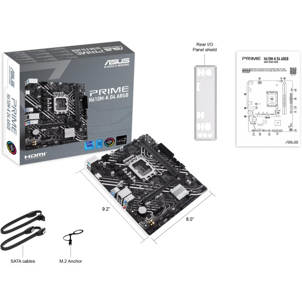 Фото - Материнська плата Asus Prime H610M-K D4 ARGB