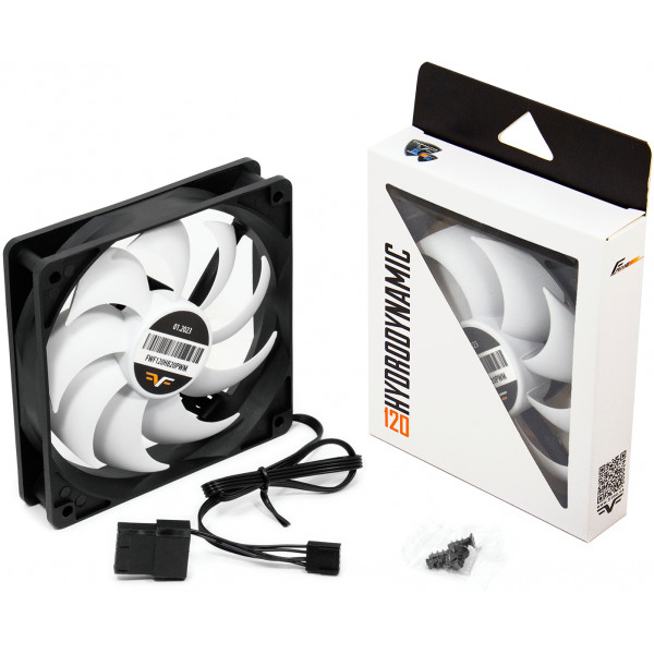 Фото - Корпусный вентилятор Frime 120x120x25мм 4Pin+Molex 2000rpm FD Bearing Black/White (FWF120HB20PWM)