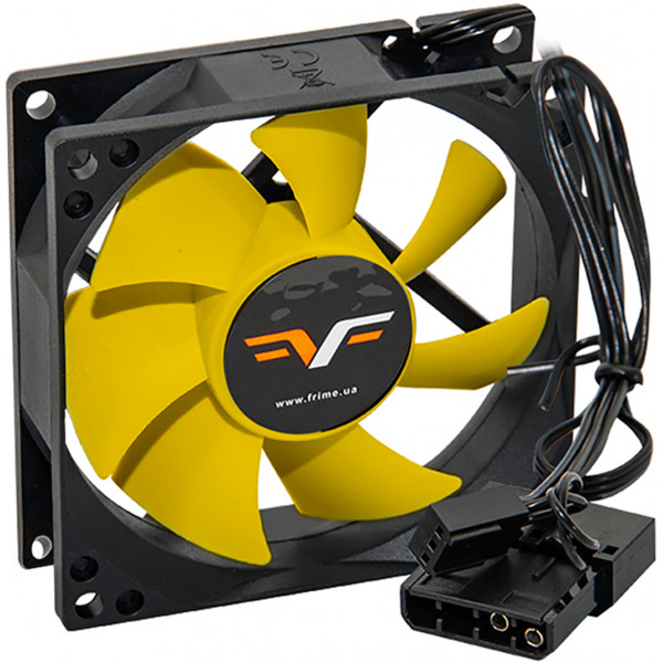 Фото - Корпусний вентилятор Frime 80x80x25мм, 3Pin, Black/Yellow (FYF80HB3)