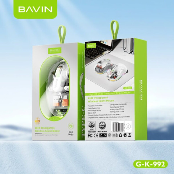 Фото - Миша бездротова Bavin G-K-992 RGB Wireless White