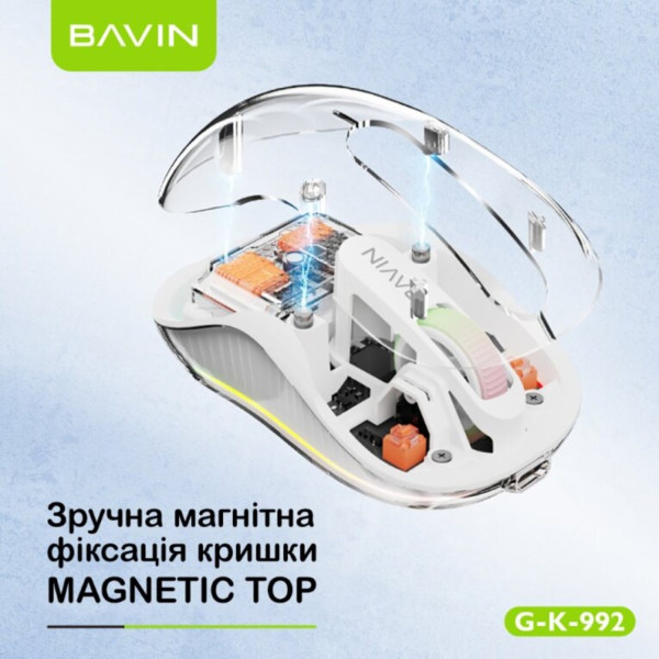 Фото - Миша бездротова Bavin G-K-992 RGB Wireless White