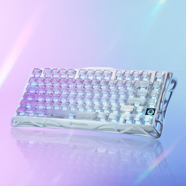 Фото - Клавиатура беспроводная игровая GravaStar Mercury K1 Lite 80keys BT/WL/USB RGB Crystal Aurora (GSK1LITE_XTAL_AUROA)
