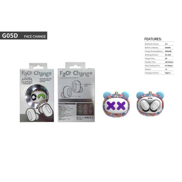 Фото - Наушники вкладыши беспроводные TWS XOKO G05-face changing Violet