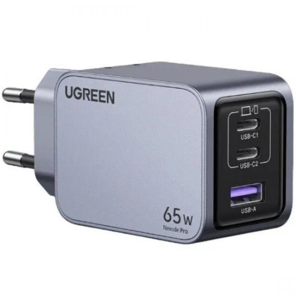 Фото - Сетевое зарядное устройство UGREEN 3xUSB 65W (2хUSB-C+USB-A) Gan Nexode Pro X755 Gray (25871)