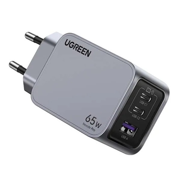 Фото - Сетевое зарядное устройство UGREEN 3xUSB 65W (2хUSB-C+USB-A) Gan Nexode Pro X755 Gray (25871)