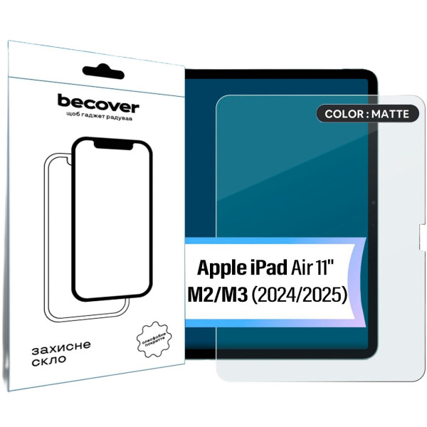 Фото - Захисне скло для планшета BeCover Matte Anti-Glare for Apple iPad Air 11" M2/M3 (713705) Фото - Захисне скло для планшета BeCover Matte Anti-Glare for Apple iPad Air 11" M2/M3 (713705)