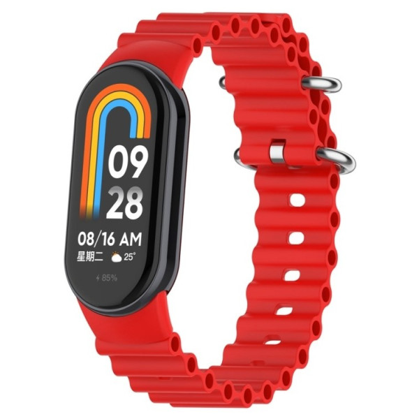 Фото - Ремінець для фітнес-браслету BeCover Wave Style for Xiaomi Mi Smart Band 8 / 9 / 10 Red (714359)
