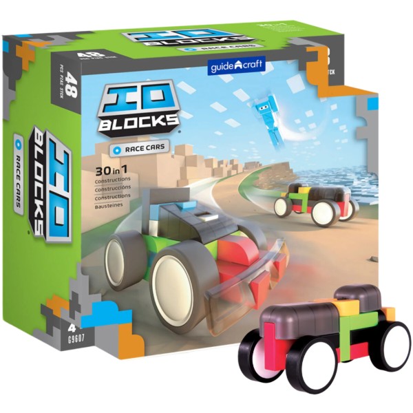 Фото - Пластиковий конструктор Guidecraft IO Blocks Гоночні машини з доповненою 3d реальністю, 48 деталей (G9607)