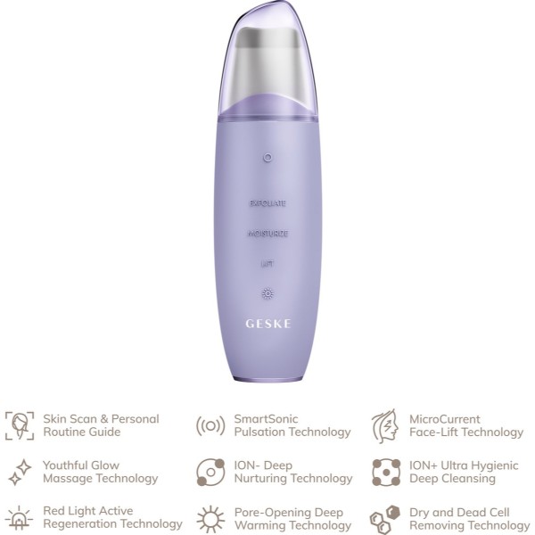 Фото - Прилад для чищення обличчя GESKE MicroCurrent Skin Scrubber & Blackhead Remover 9 в 1 (GK000044PL01