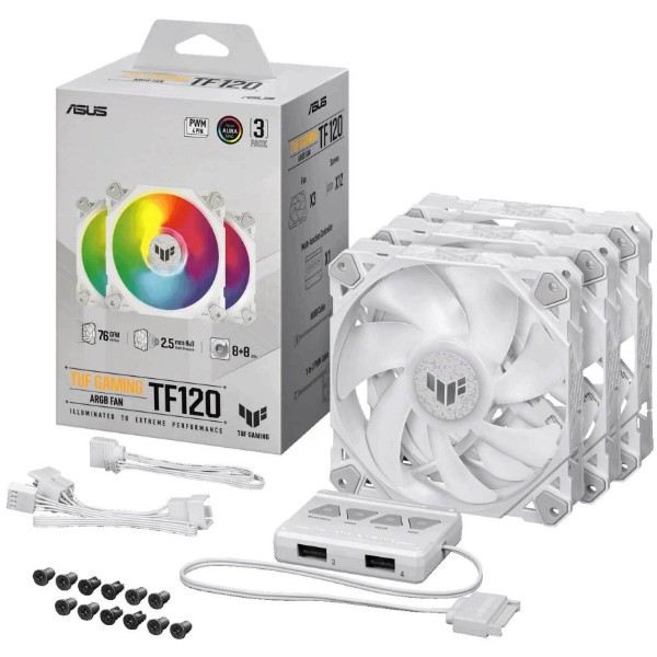 Фото - Корпусный вентилятор Asus TUF GAMING TF120 ARGB 3IN1 White