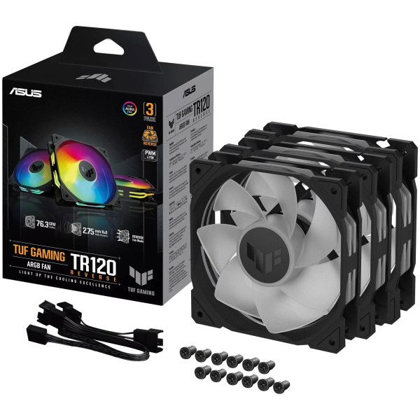 Фото - Корпусний вентилятор Asus TUF Gaming TR120 ARGB Reverse Triple Pack Black (90DA00D0-B09020)