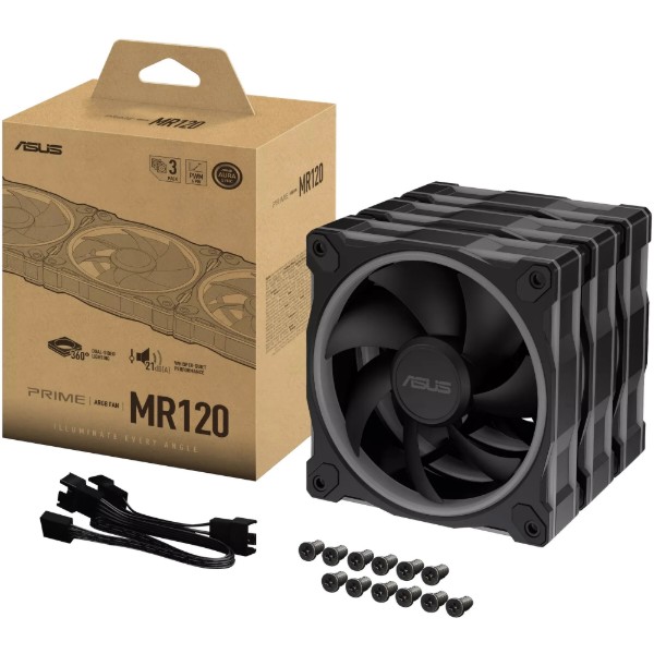 Фото - Корпусный вентилятор Asus PRIME MR120 ARGB BLACK 3IN1 (90DA00I0-B09020)