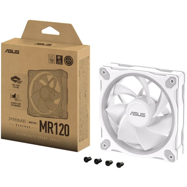 Фото - Корпусний вентилятор Asus PRIME MR120 REVERSE ARGB WHITE (90DA00L3-B09000)