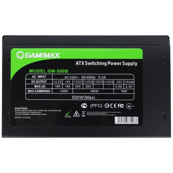 Фото - Блок питания для ПК Gamemax ATX 500W GM-500B