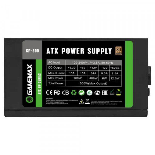 Фото - Блок питания для ПК Gamemax ATX 500W GP-500