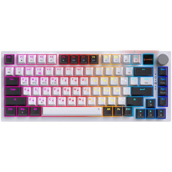 Фото - Клавіатура бездротова ігрова GamePro Asgard Valhalla Pro QLAB Sakura Switch Bluetooth/2.4G/USB White With Display (MK160-W-D-QS-PRO)