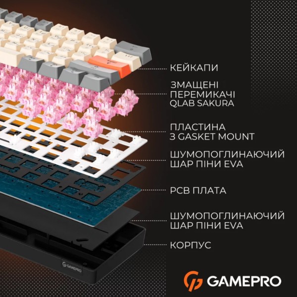 Фото - Клавіатура дротова ігрова GamePro MK130 V2 Infinity QLAB Sakura Black (MK130-V2-B-QS)