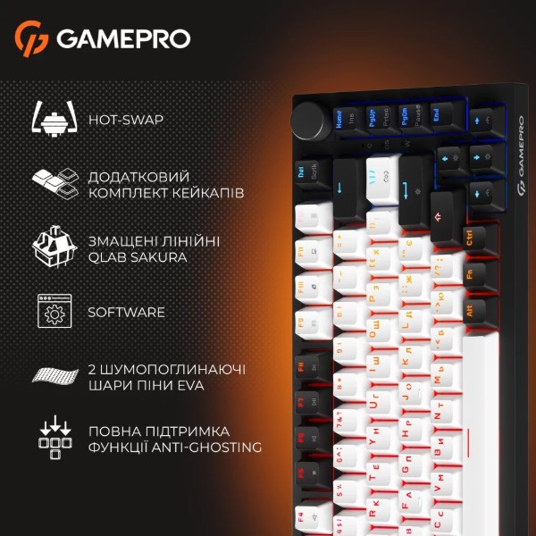 Фото - Клавиатура проводная игровая GamePro MK160 V2 Warden QLAB Sakura Black (MK160-V2-B-QS)