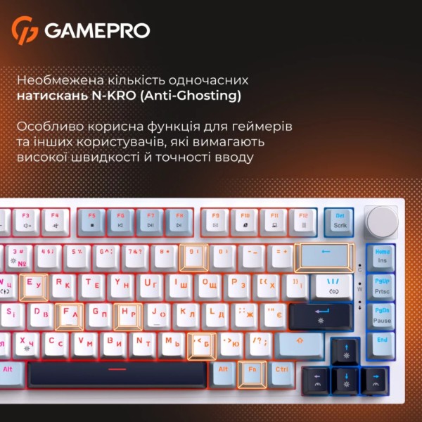 Фото - Клавиатура проводная игровая GamePro MK160 V2 Warden QLAB Sakura White (MK160-V2-BL-QS)