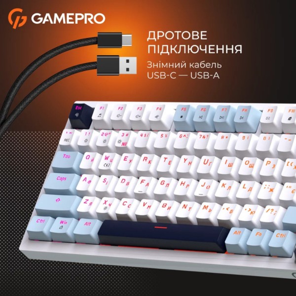 Фото - Клавиатура проводная игровая GamePro MK160 V2 Warden QLAB Sakura White (MK160-V2-BL-QS)