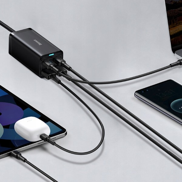Фото - Мережевий зарядний пристрій Baseus GaN3 Pro Desktop Fast Charger 2U+2C 100W EU Black (CCGP000101)