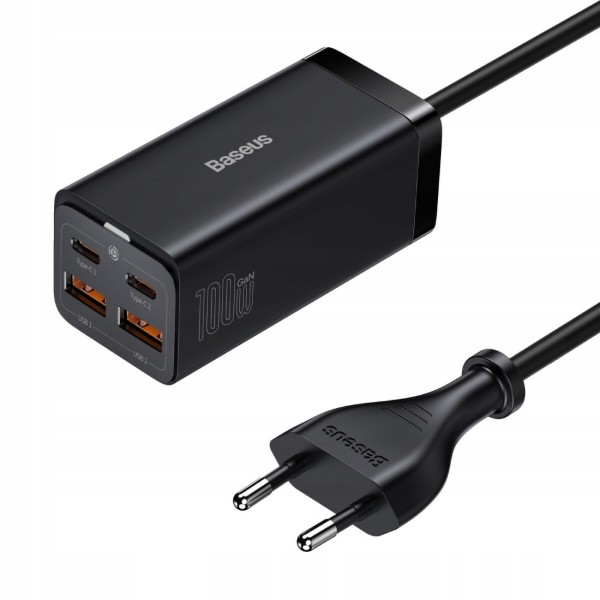 Фото - Мережевий зарядний пристрій Baseus GaN3 Pro Desktop Fast Charger 2U+2C 100W EU Black (CCGP000101)