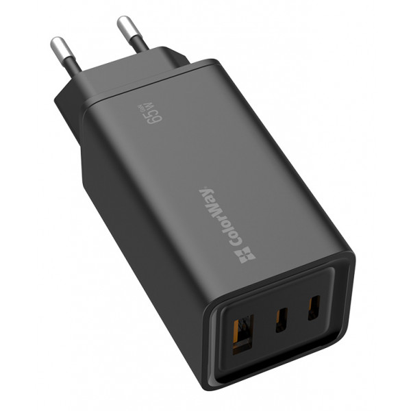 Фото - Сетевое зарядное устройство Colorway GaN3 Pro Power Delivery 2USB Type-C PDx3A;1USBx3A Black (CW-CHS039PD-BK)