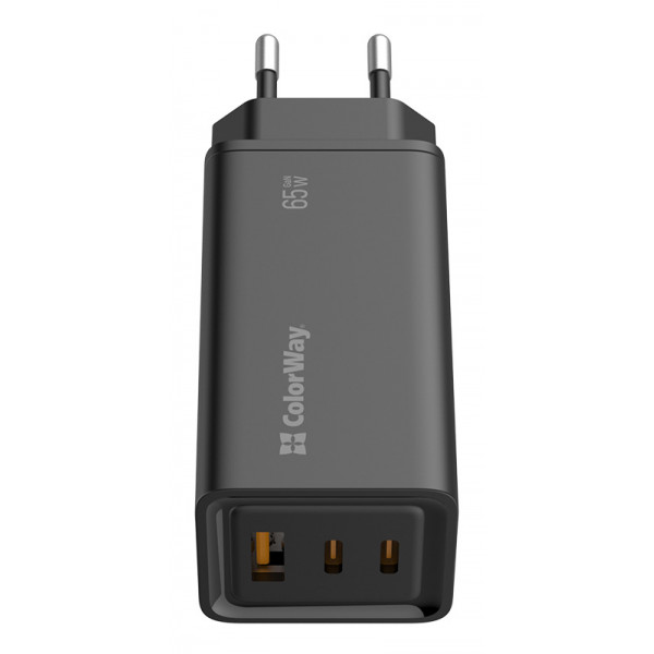 Фото - Сетевое зарядное устройство Colorway GaN3 Pro Power Delivery 2USB Type-C PDx3A;1USBx3A Black (CW-CHS039PD-BK)