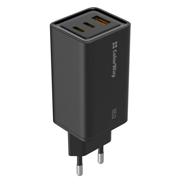 Фото - Сетевое зарядное устройство Colorway GaN3 Pro Power Delivery 2USB Type-C PDx3A;1USBx3A Black (CW-CHS039PD-BK)
