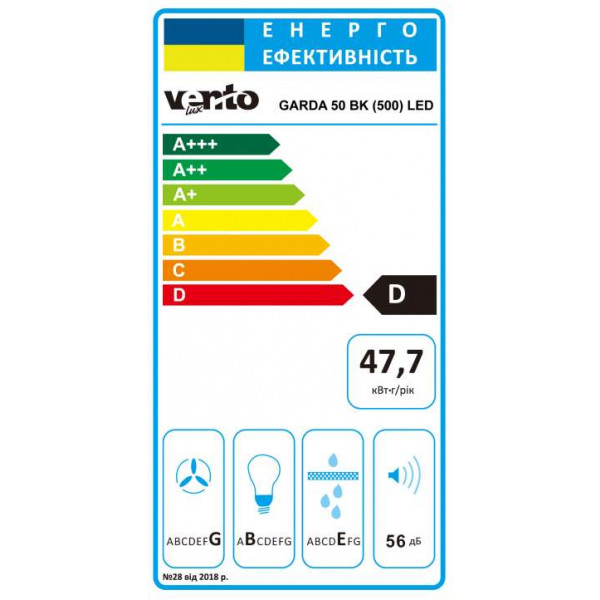 Фото - Витяжка вбудована Ventolux GARDA 50 BK (500) LED