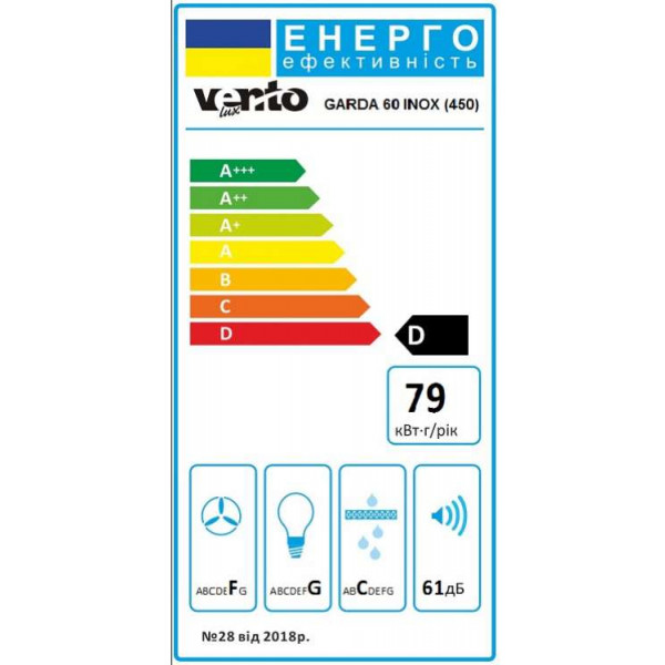 Фото - Вытяжка встраиваемая Ventolux GARDA 60 INOX (450)