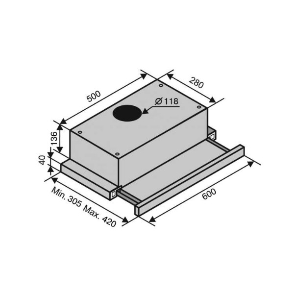 Фото - Вытяжка встраиваемая Ventolux GARDA 60 INOX (750) SMD LED