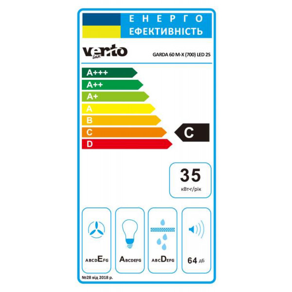 Фото - Витяжка вбудована Ventolux GARDA 60 M/X (700) LED 2S