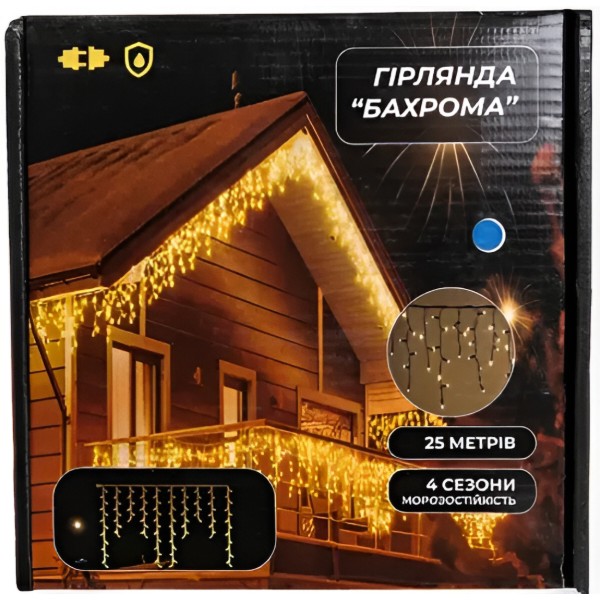 Фото - Гірлянда бахрома GarlandoPro Гірлянда Бахрома вулична 405 LED 25 м від мережі чорна нитка, синій GarlandoPro 25MBBL