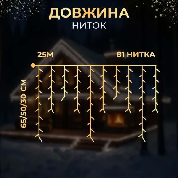 Фото - Гірлянда бахрома GarlandoPro Гірлянда Бахрома вулична 405 LED 25 м від мережі біла нитка, білий GarlandoPro 25MWW