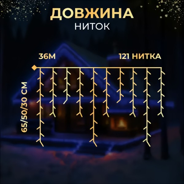 Фото - Гірлянда бахрома GarlandoPro Гірлянда Бахрома вулична 600 LED 36 м від мережі біла нитка, синій GarlandoPro 36MWBL