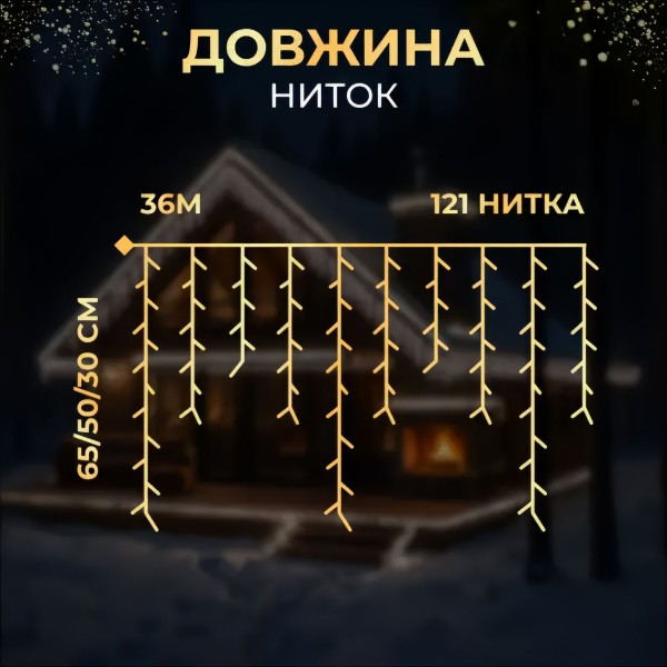 Фото - Гирлянда бахрома GarlandoPro 600 LED 36 м (36MWW)