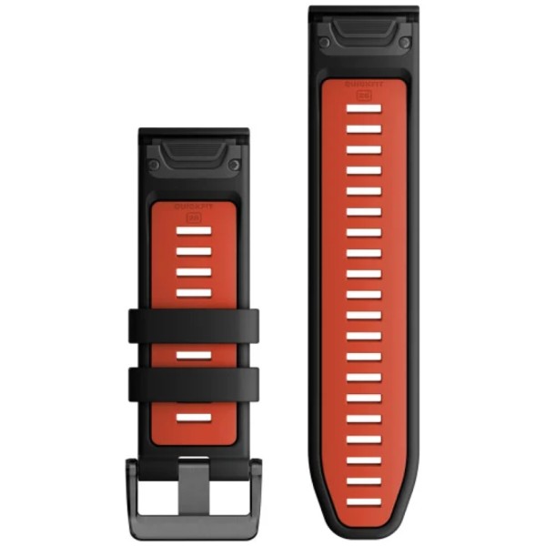 Фото - Ремінець для смарт-годинника Garmin epixPRO (g2), 26mm QuickFit  Blk/Fl Red Silcn Band (010-13281-06)