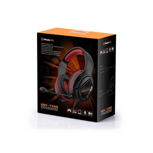 Фото - Гарнитура проводная игровая REAL-EL GDX-7590 Black/Red