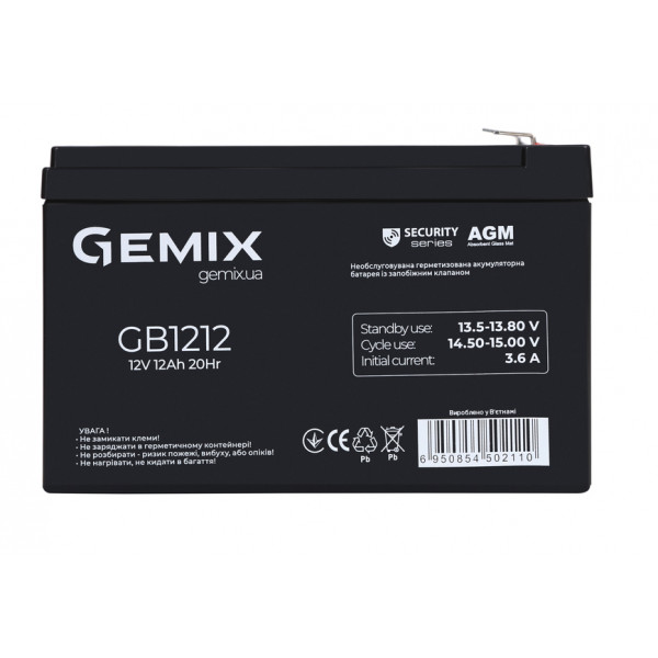 Фото - Аккумулятор для ИБП Gemix GB1212