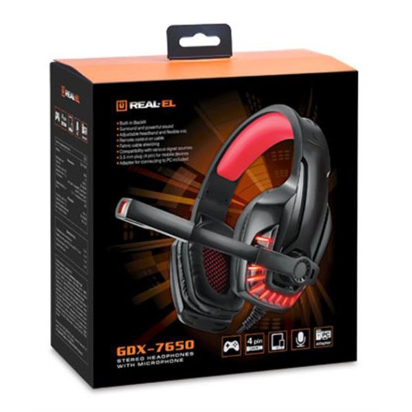 Фото - Гарнитура проводная игровая REAL-EL GDX-7650 Black/Red