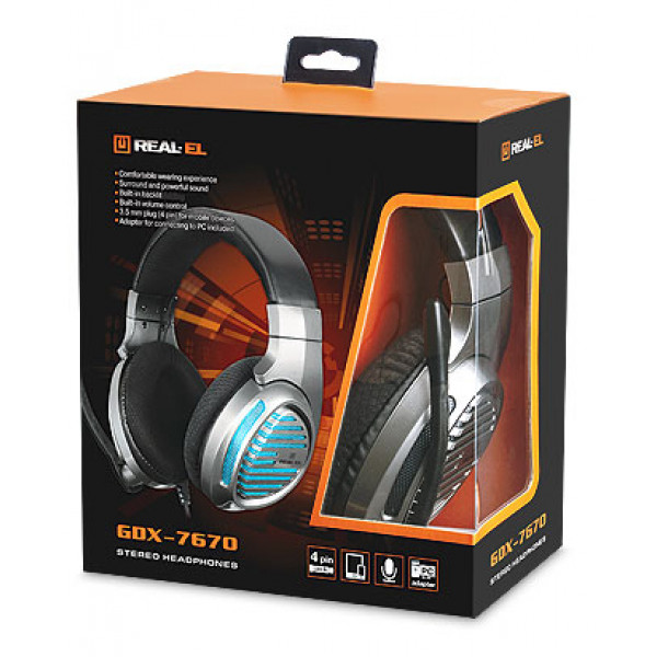 Фото - Гарнитура проводная игровая REAL-EL GDX-7670 Gun Metal